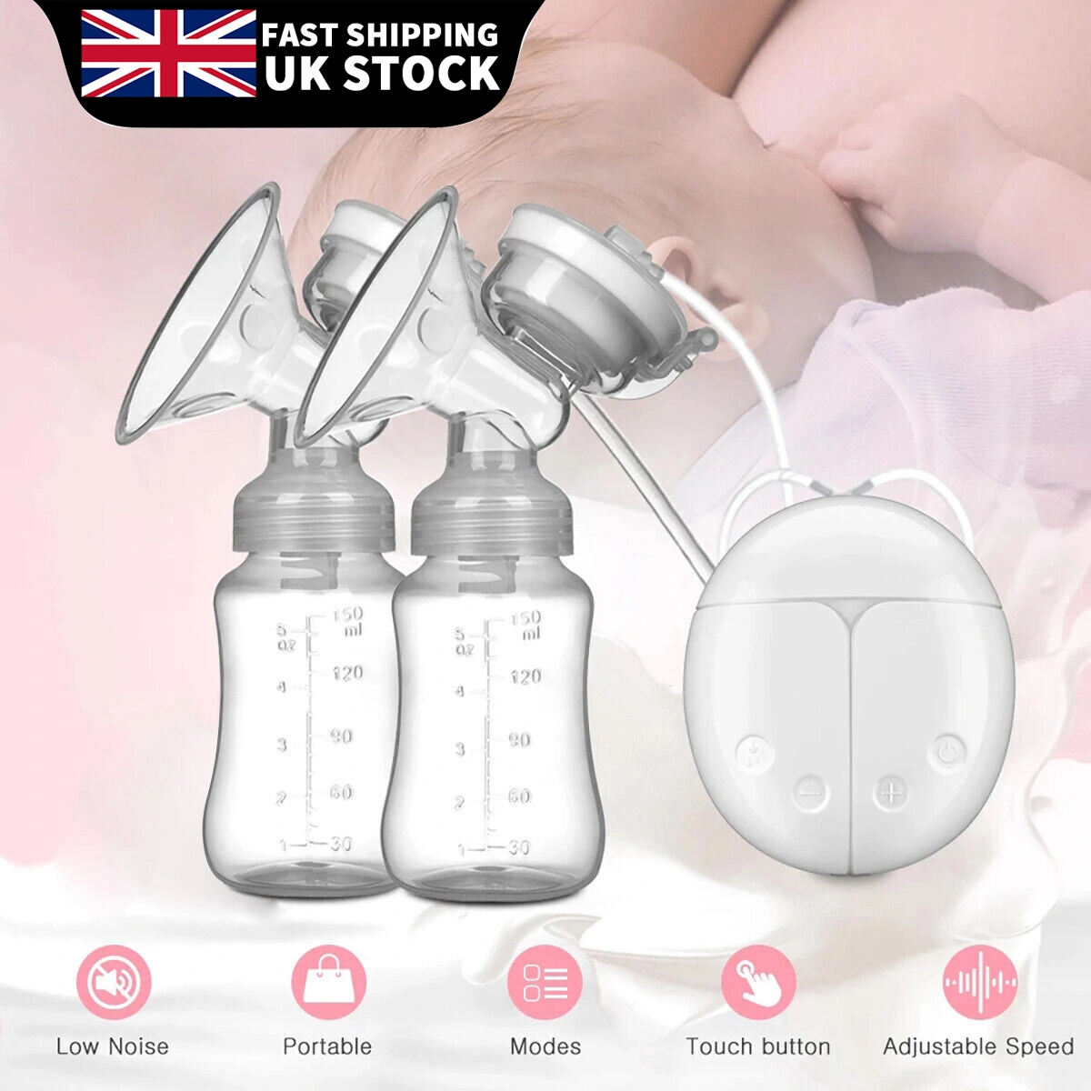 Double Electric Breast Pump Automatic with Lid & Nipple Kit, Efficient Breastfeeding Support