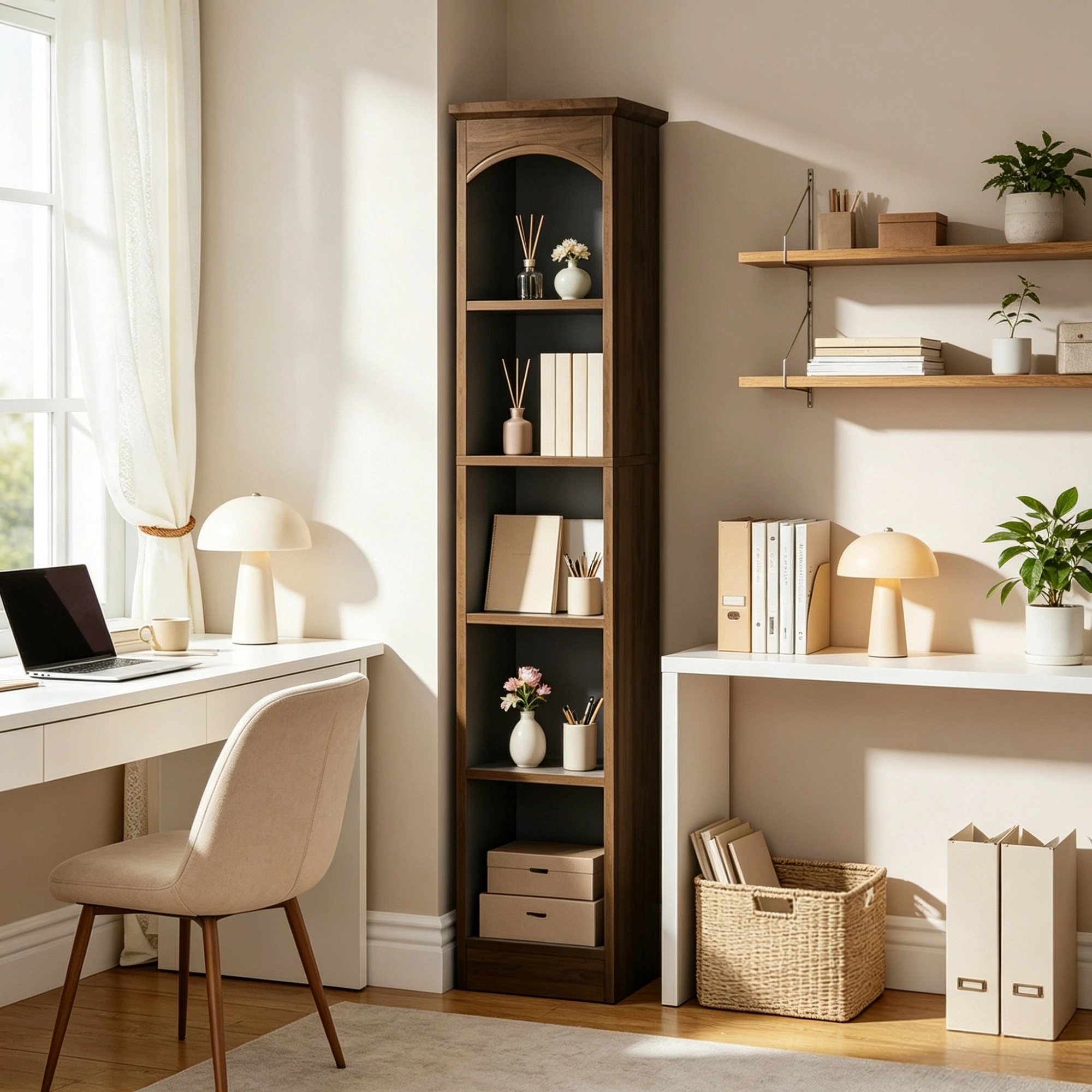 70.9" Narrow 5-Tier Bookshelf, Modern Cube Storage Shelf, Display Rack Organizer for Living Room, Bedroom