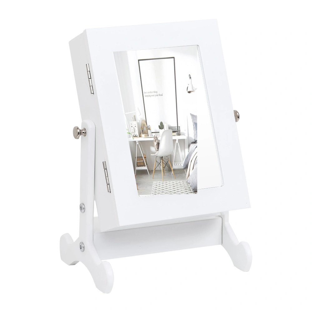 Giantex White Countertop Jewelry Mirror Cabinet Armoire, Small Storage Organizer Box with Stand for Dresser Top