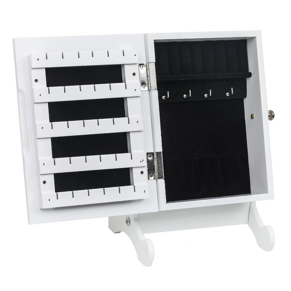 Giantex White Countertop Jewelry Mirror Cabinet Armoire, Small Storage Organizer Box with Stand for Dresser Top view 2