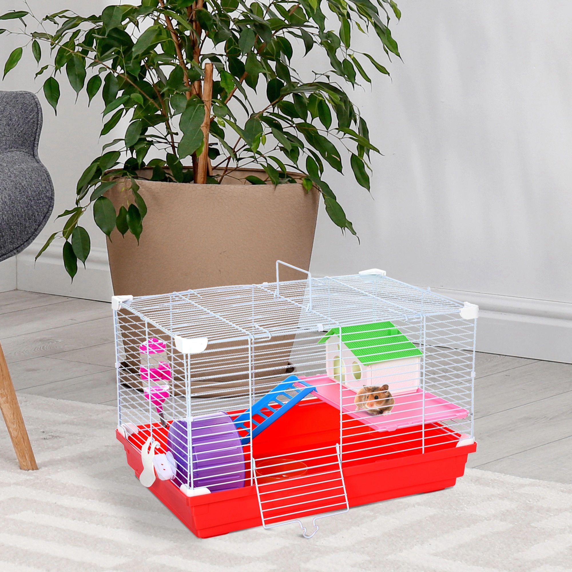 Hamster Cage/Pet Cage - Spacious Multi-Level Small Animal Habitat with Accessories