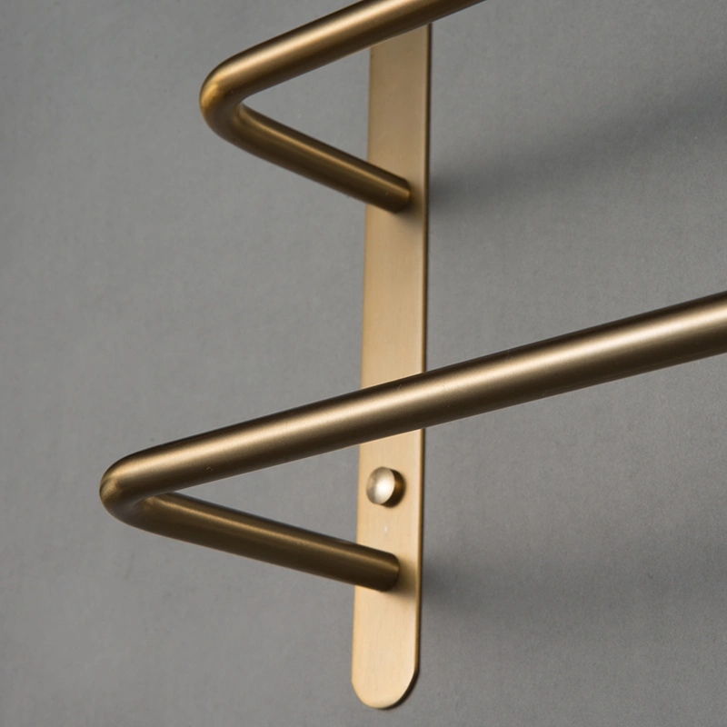THREE Stagger Layers Towel Rack Luxury Brushed Gold 304 Stainless Steel Towel Bars Bathroom Accessories Set 23.62 inches KJWY003JIN-60CM view 3