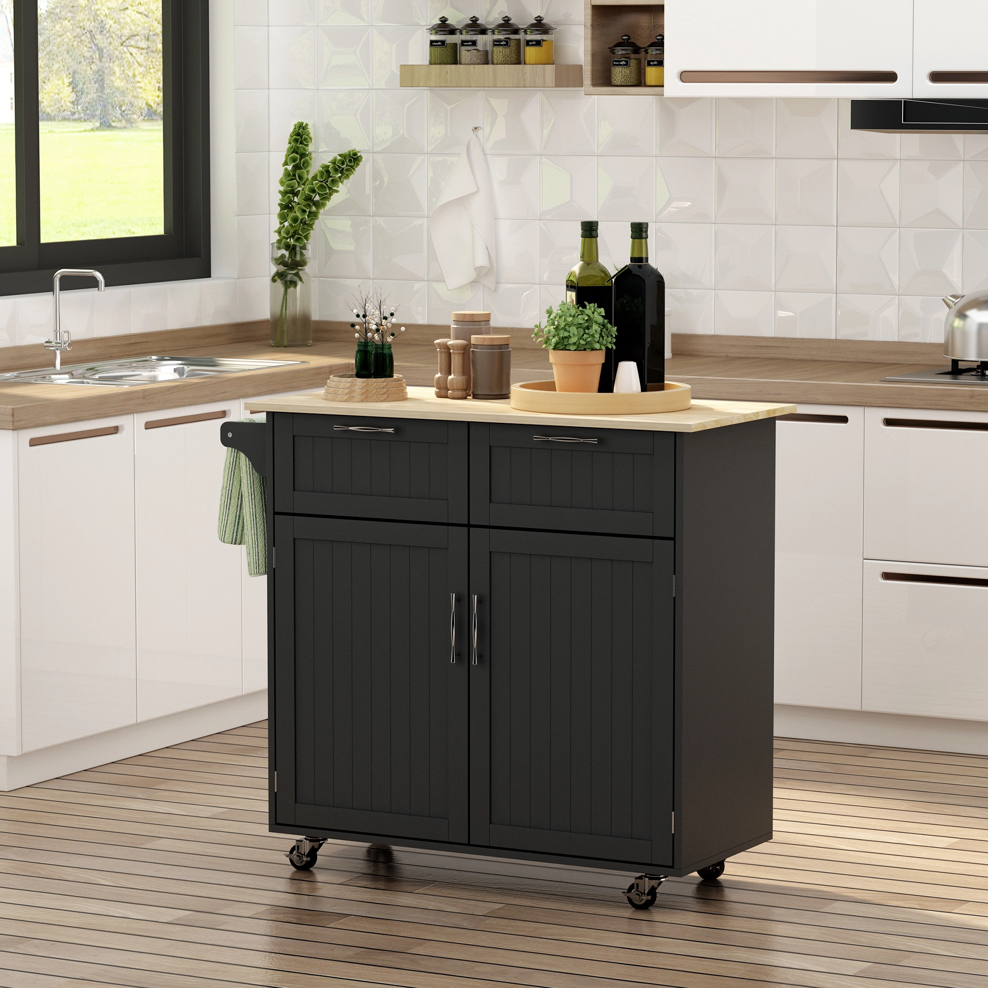 Kitchen Storage Cabinet, Freestanding Cupboard with Shelves, Modern Home Organizer
