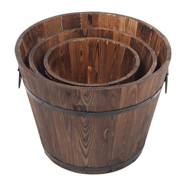 Outdoor Reinforced And Anticorrosive Wooden Pot Set Of Three view 3