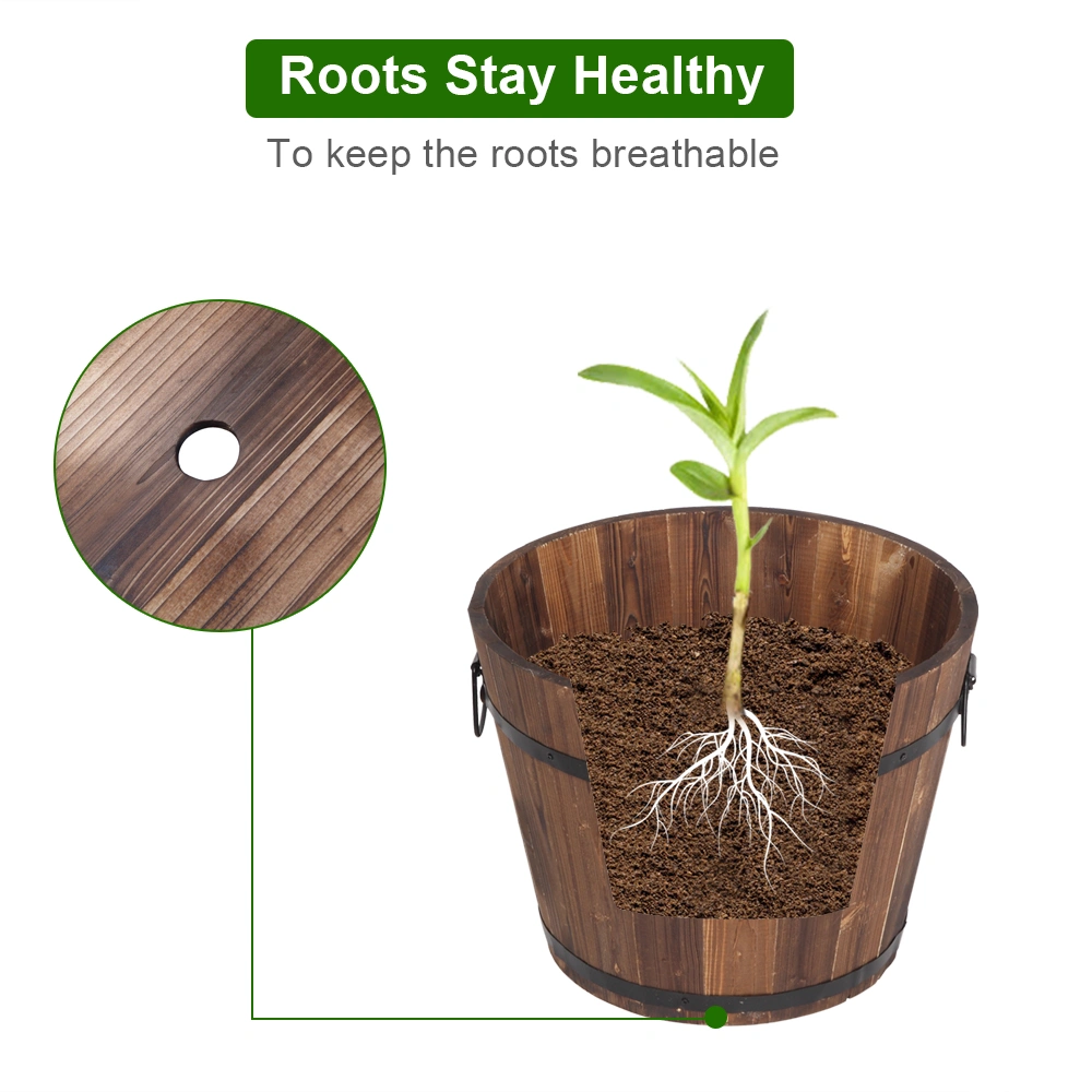 Outdoor Reinforced And Anticorrosive Wooden Pot Set Of Three view 7