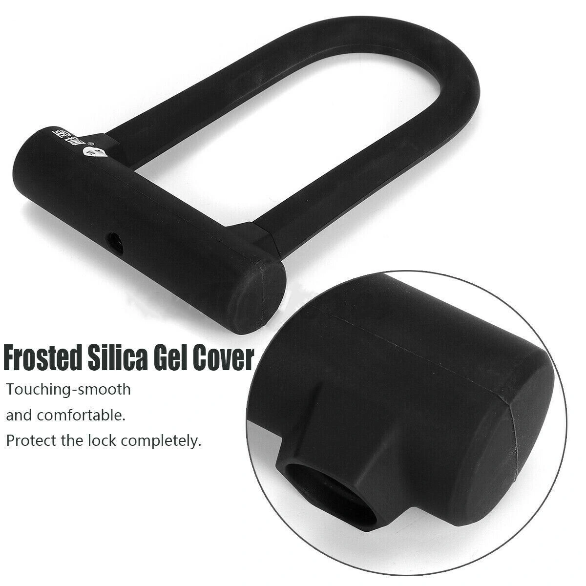Heavy Duty D/U Bike Lock - Anti-Theft Bicycle Motorbike Motorcycle Scooter Security Chain Cable Lock with Key view 2