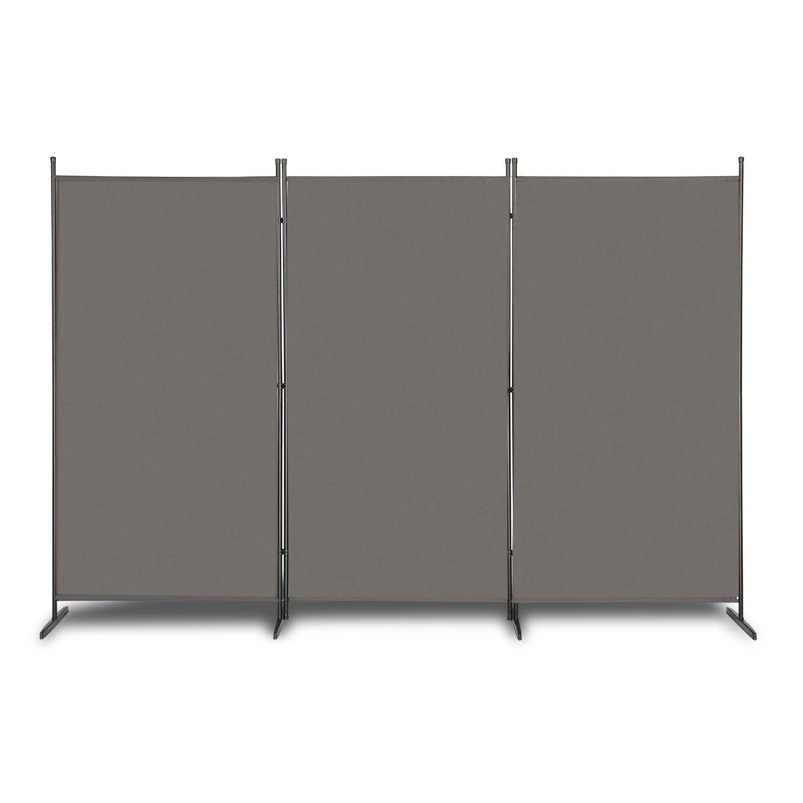 6FT Trifold Room Divider Screen, 130g Polyester, Carbon Steel Frame, Foldable Portable Privacy Divider with Plastic Feet, Gray