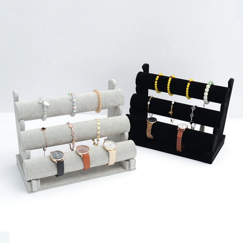 Velvet 3-Tier Jewelry Display Stand Detachable Bracelet Watch Holder Organizer Rack view 2