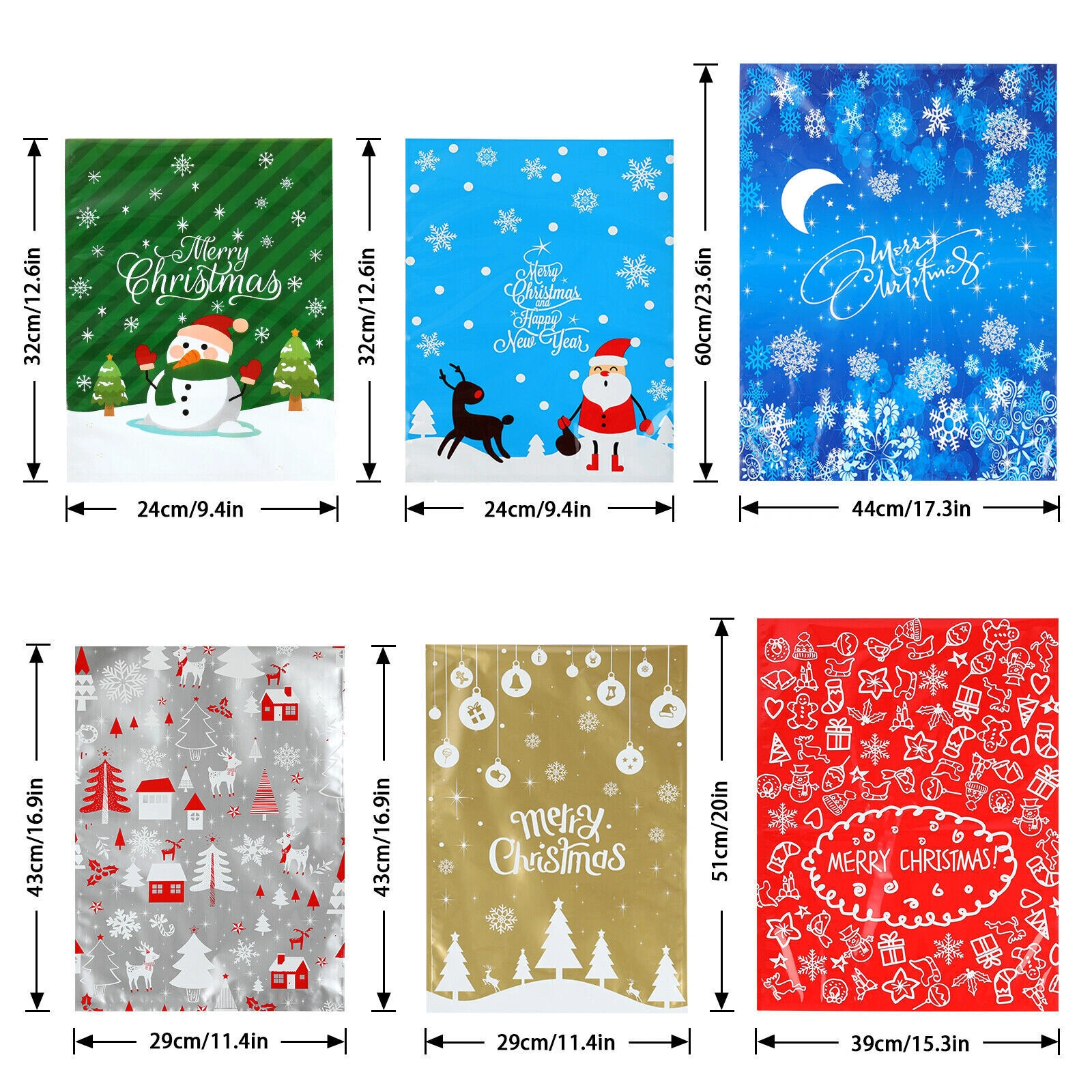 30pcs Christmas Gift Bags Santa Foil Drawstring Pouches Xmas Treat Packaging view 4