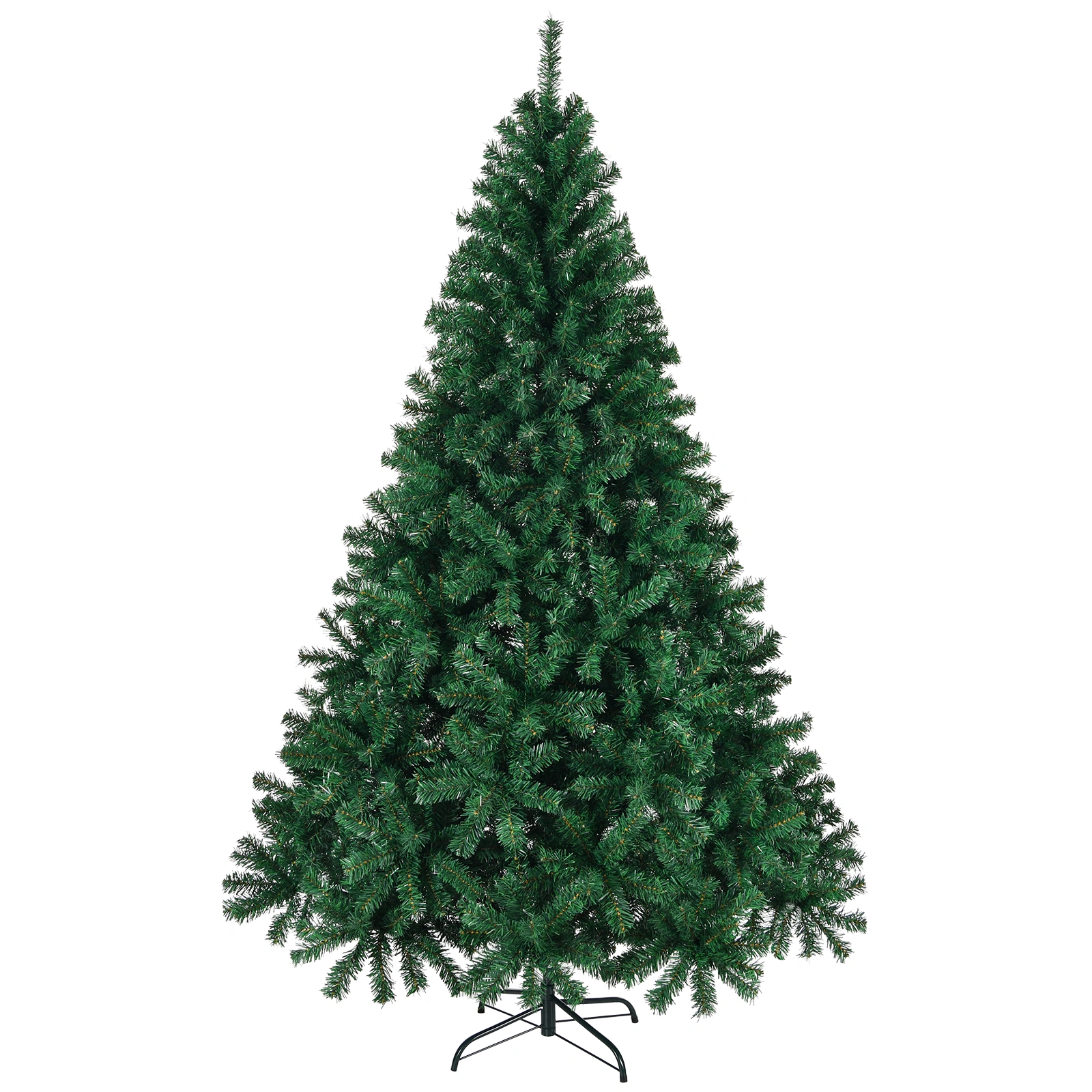 7ft Artificial Christmas Tree, Unlit Pine Tree with 850 Branch Tips, Sturdy Metal Stand, Holiday Decor for Home Office Party, Green