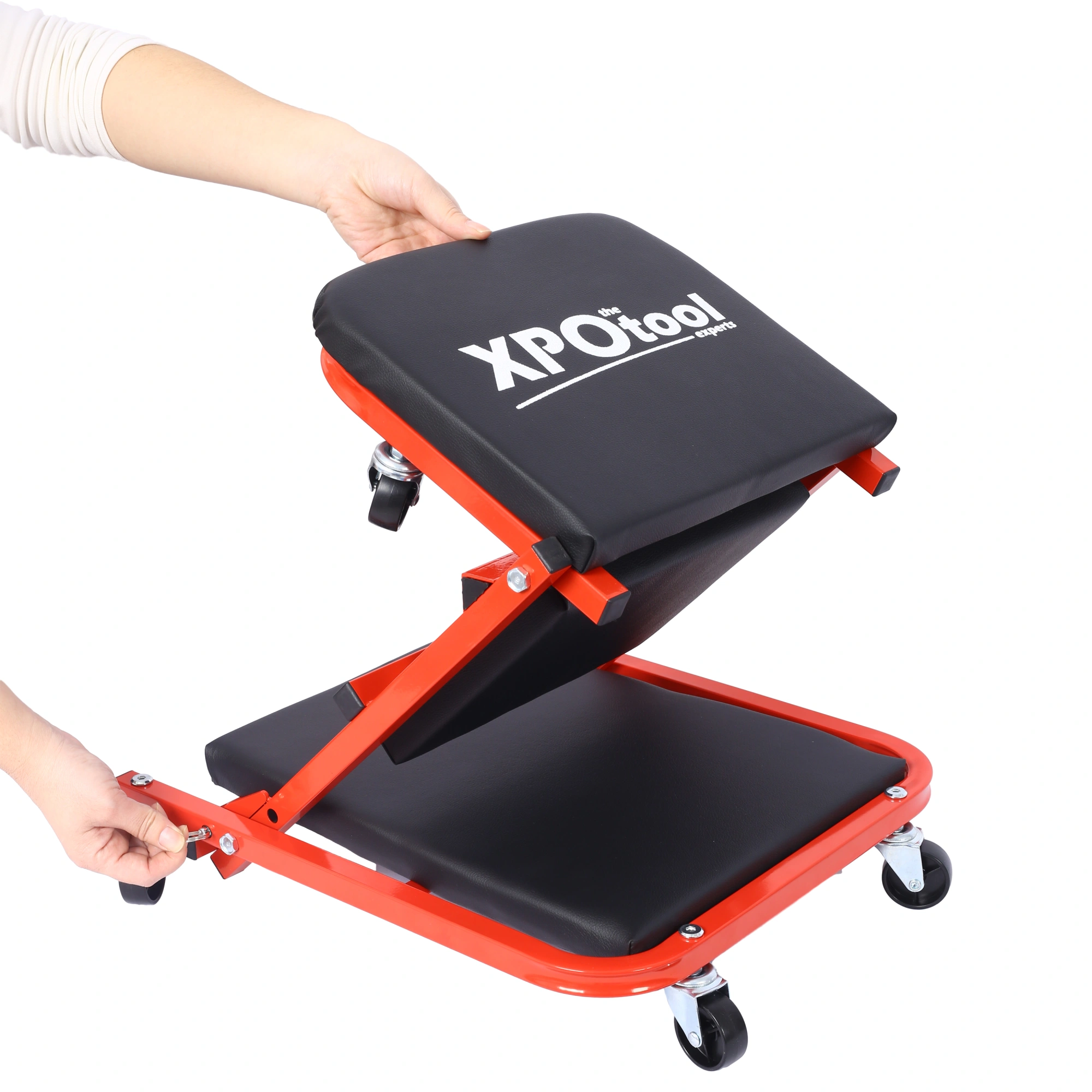 Mechanic Creeper 36" Z-Seat, 300 lb Low Profile Shop Crawler with 6 Smooth Wheels, Red 2-in-1 Garage Tool Cart Seat Gift view 11