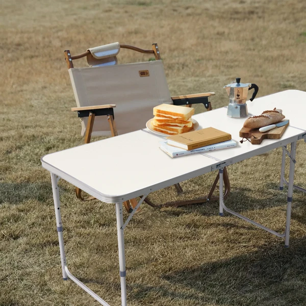 180 x 60 x 70cm Aluminum Alloy Folding Table White view 3