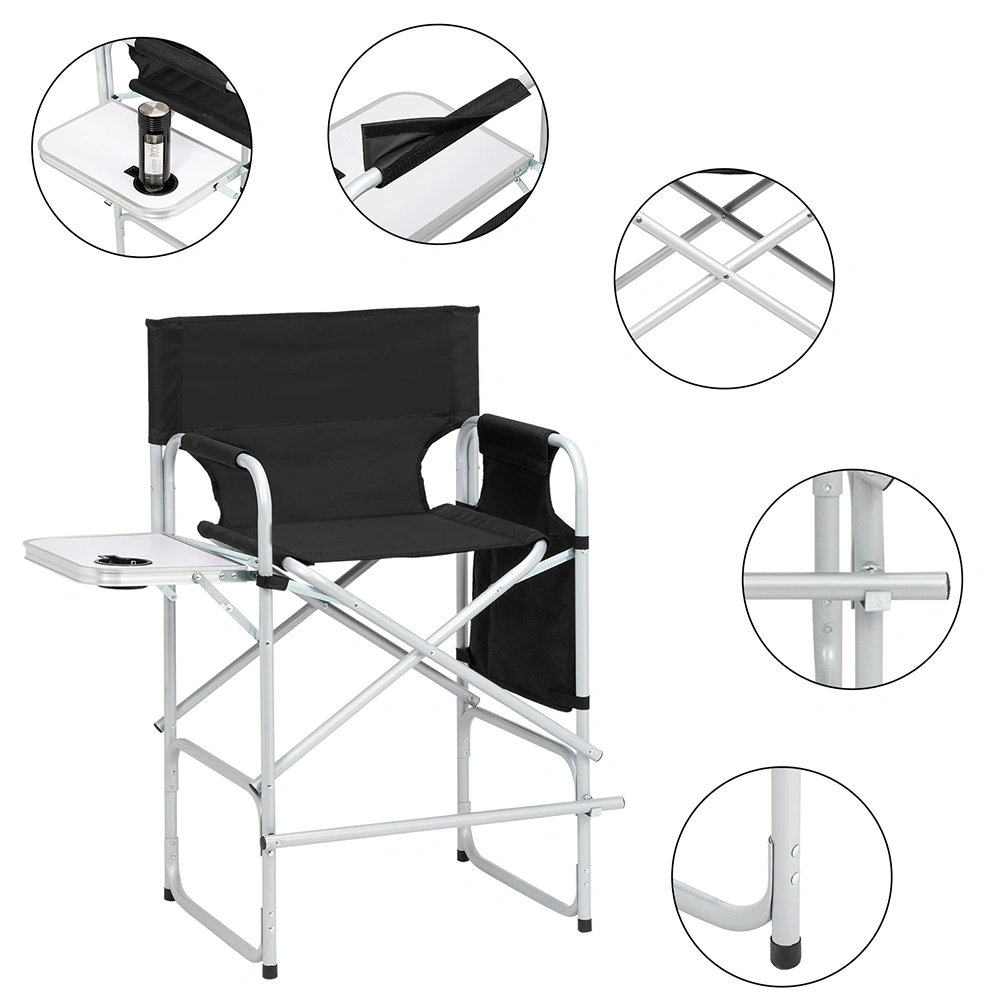 Silver White Iron Pipe Black Cloth Surface Plastic Sprayed Iron Round Pipe Director's Chair 103*60*499cm 120kg Without Carrying Bag view 9
