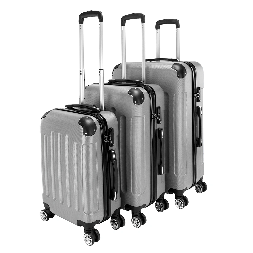 3-in-1 Spinner Luggage Set, 20"/24"/28" ABS Hard Shell Suitcase with Trolley, Expandable Travel Case, Gray
