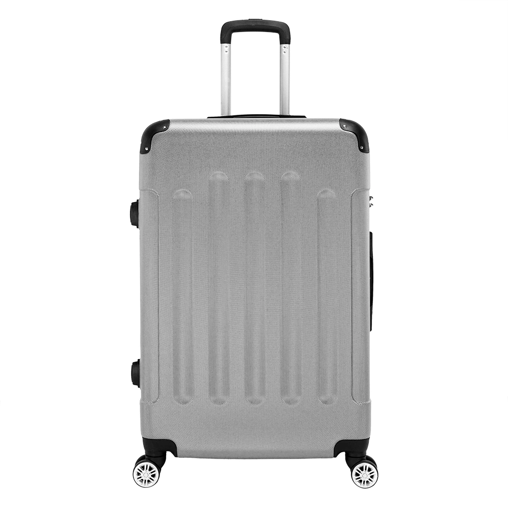 3-in-1 Spinner Luggage Set, 20"/24"/28" ABS Hard Shell Suitcase with Trolley, Expandable Travel Case, Gray view 3