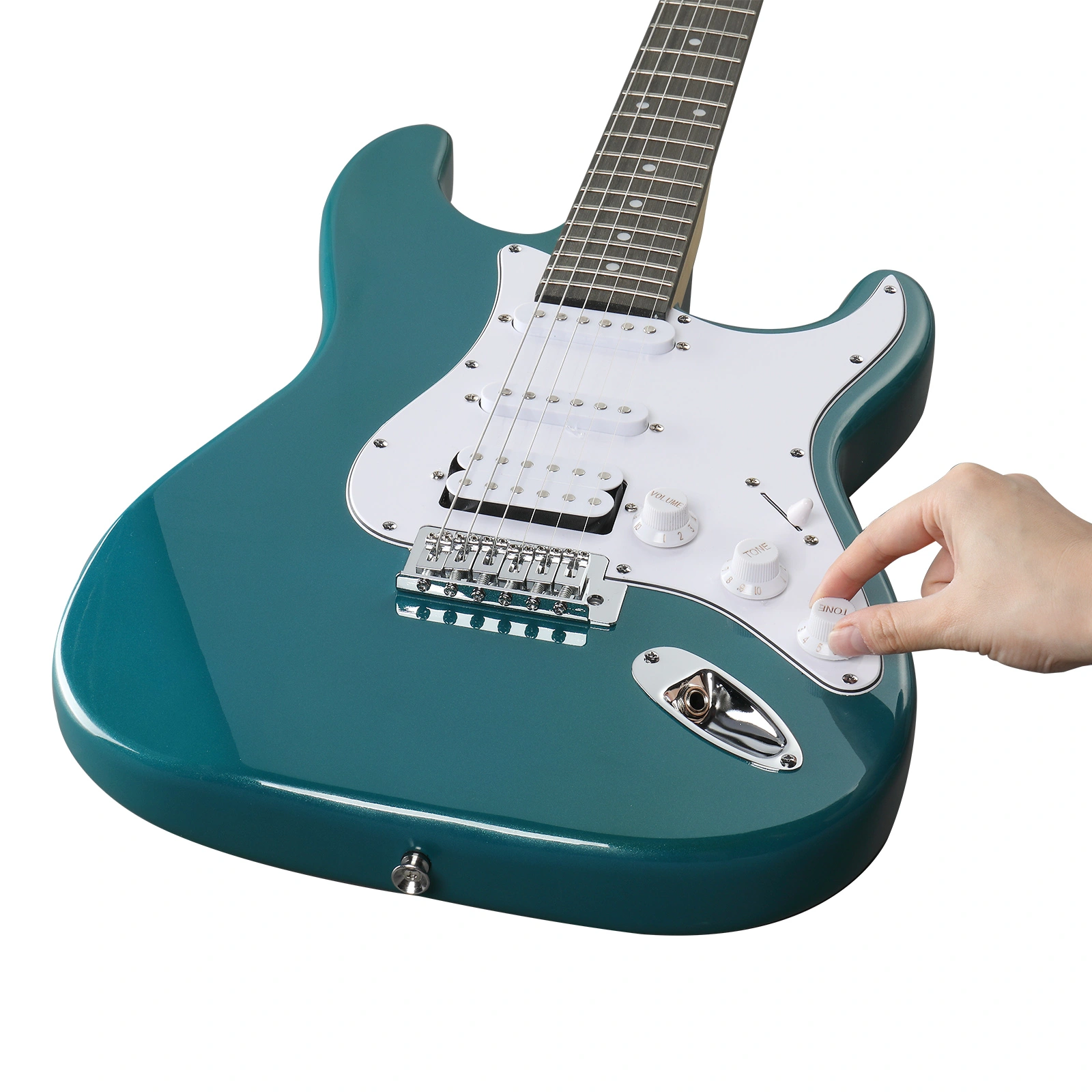 KST Stylish H-S-S Pickup Electric Guitar Kit with 5W AMP Bag Guitar Strap Strings Lake Blue view 11
