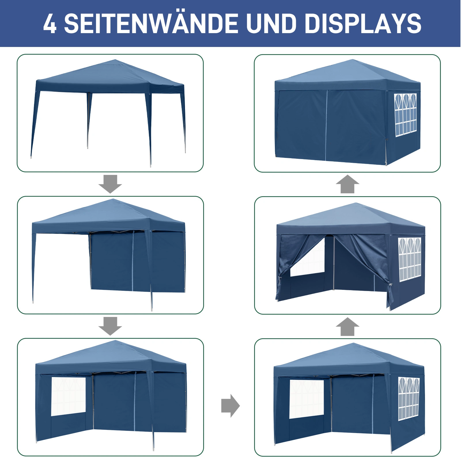 3 x 3m Two Doors & Two Windows Practical Waterproof Right-Angle Folding Tent Blue view 11