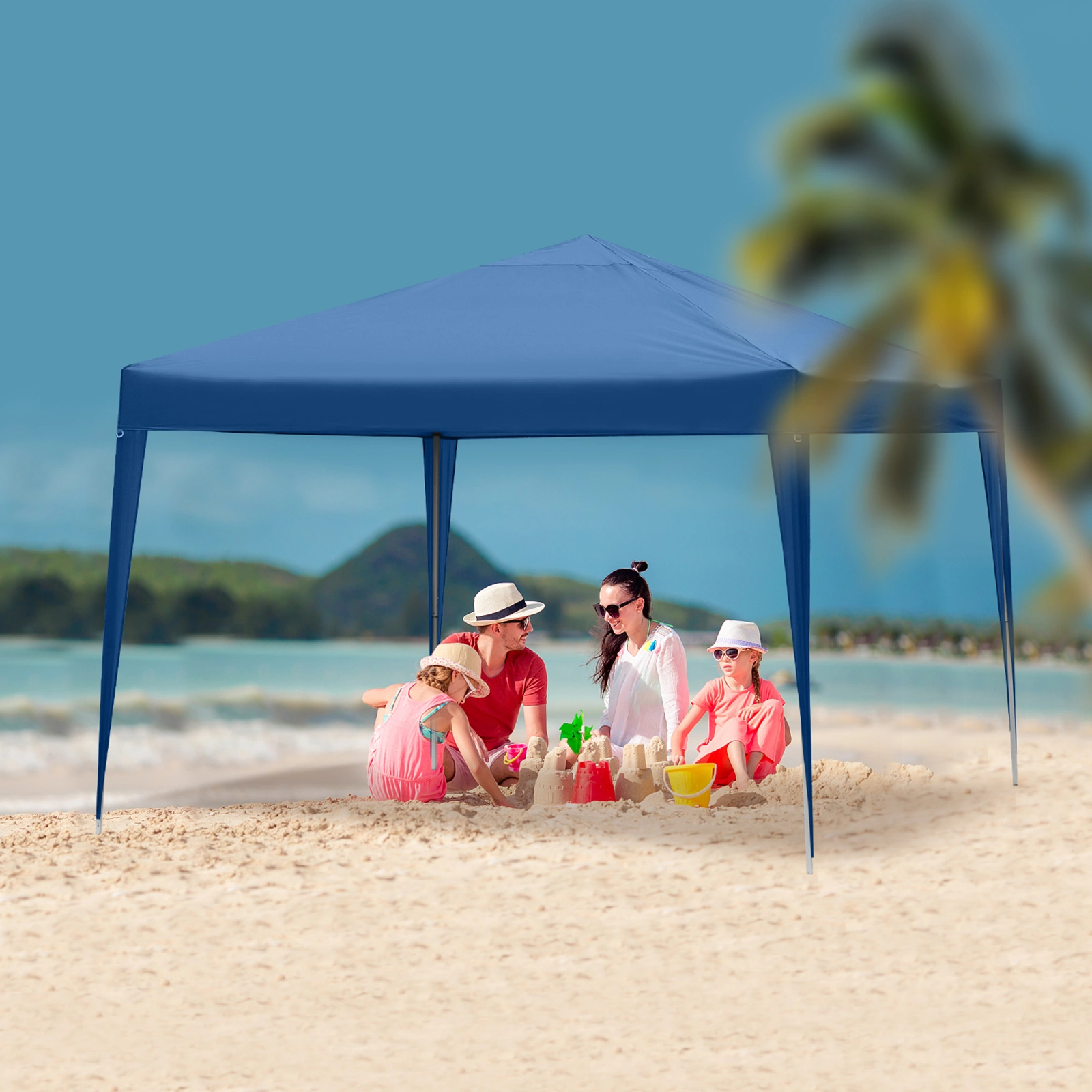 3 x 3m Two Doors & Two Windows Practical Waterproof Right-Angle Folding Tent Blue view 19