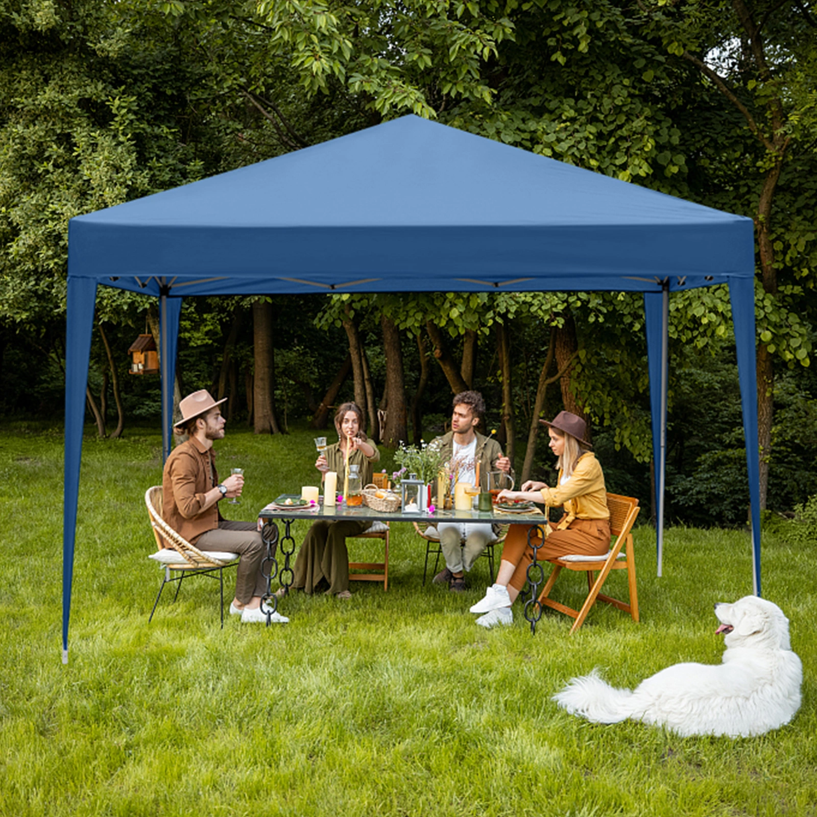 3 x 3m Two Doors & Two Windows Practical Waterproof Right-Angle Folding Tent Blue view 20