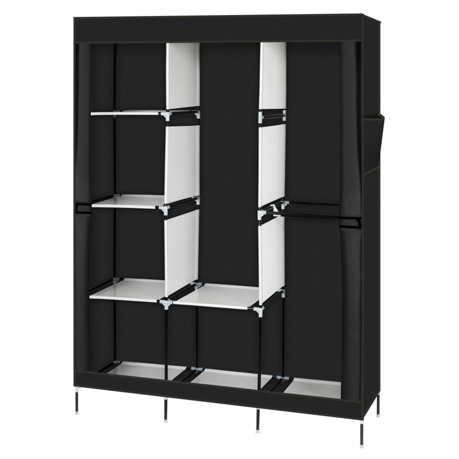 71" Portable Closet Wardrobe with Shelf, Black Clothes Storage Rack Organizer