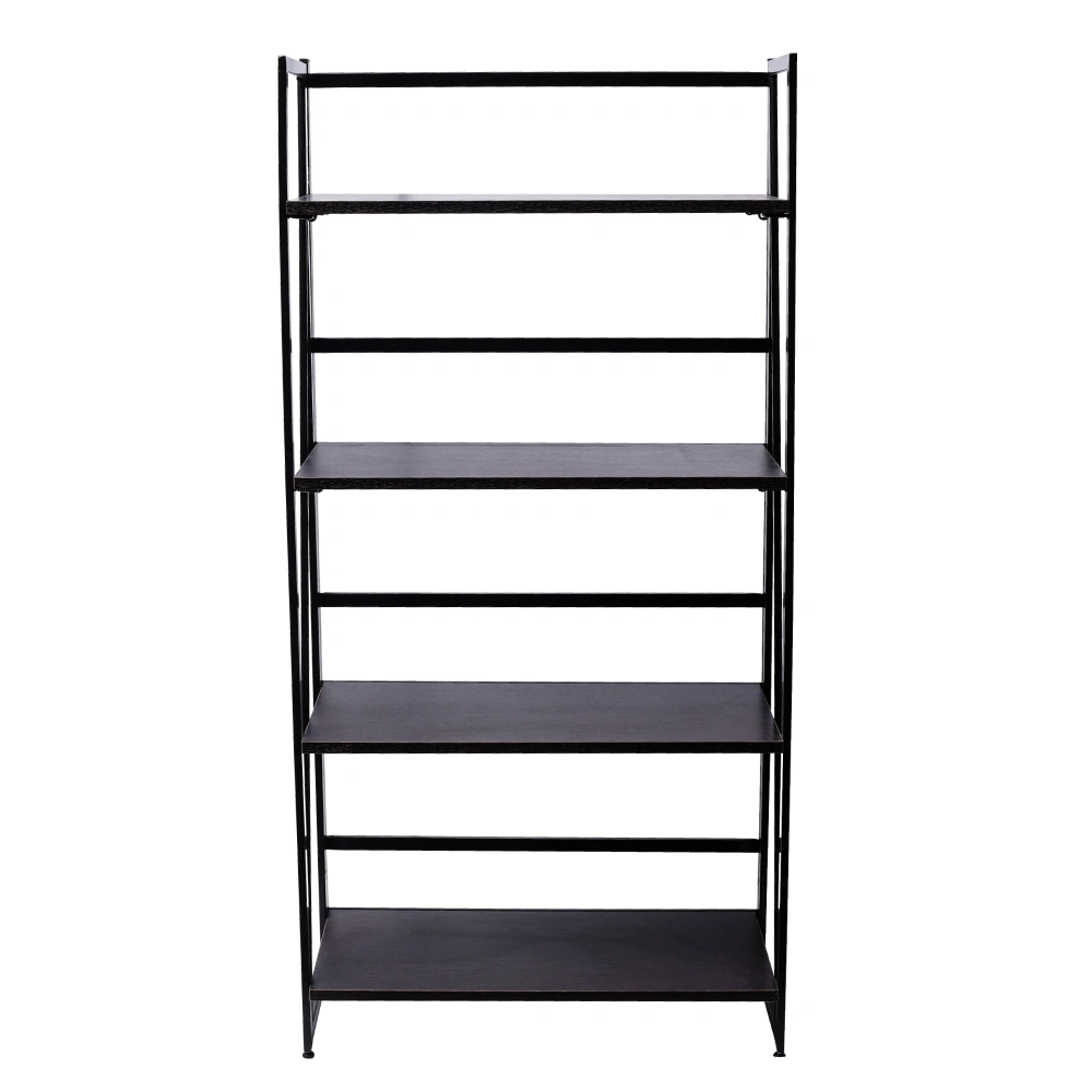 4-Tier Folding Bookshelf - Industrial Vintage Wooden Bookcase Storage Rack for Home Office, Multi-Tier Organizer Bookshelf with Shelves view 2