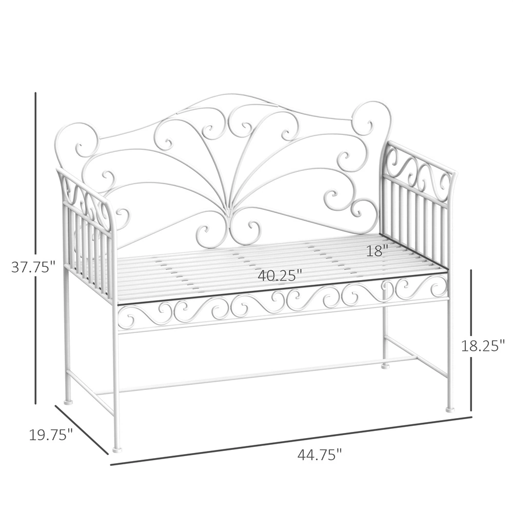 Outdoor Garden Bench, Steel Patio Chair with Backrest for Yard Lawn Decor view 3