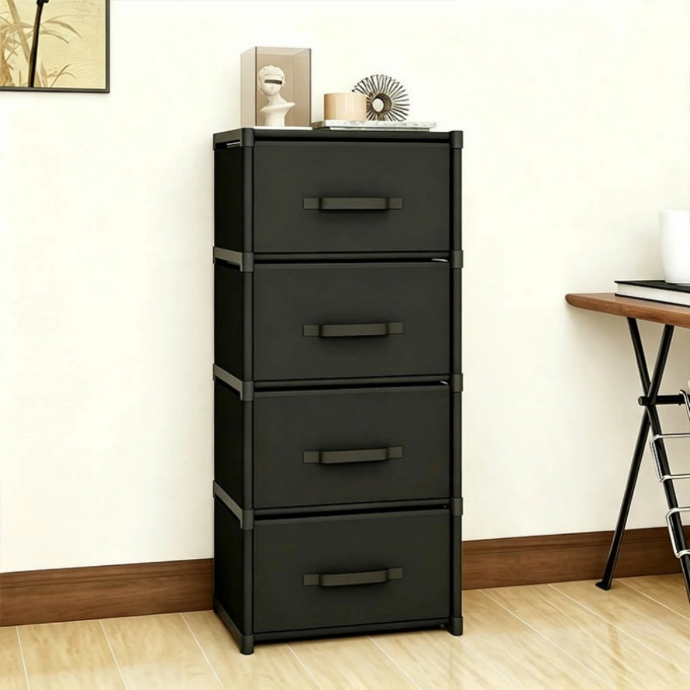 4 Drawer Storage Cabinet with Sturdy Steel Frame, Dresser Organizer Unit for Bedroom Living Room