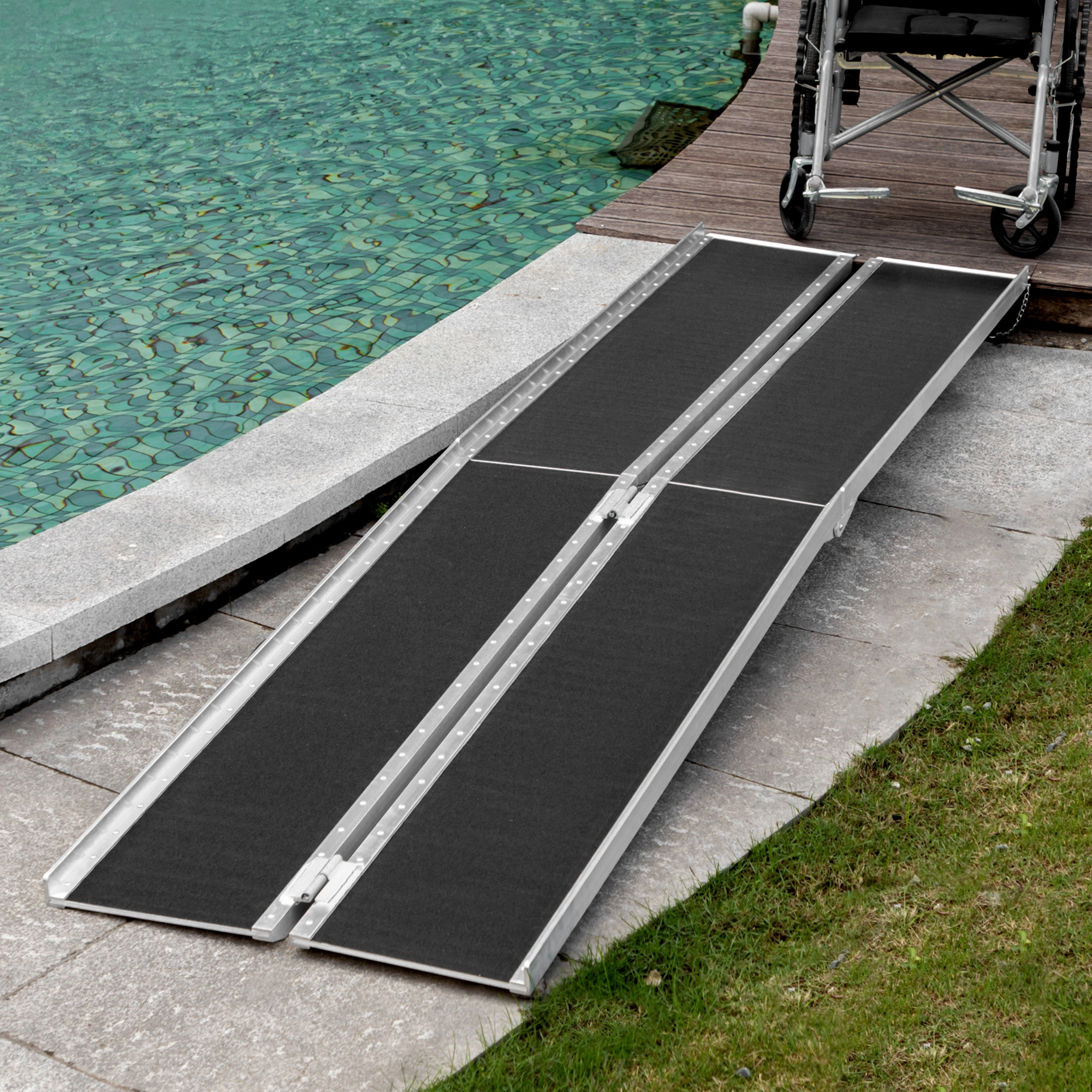 Portable Wheelchair Ramp - Heavy-Duty Aluminum Mobility Ramp with Anti-Slip Surface & Foldable Design for Easy Storage
