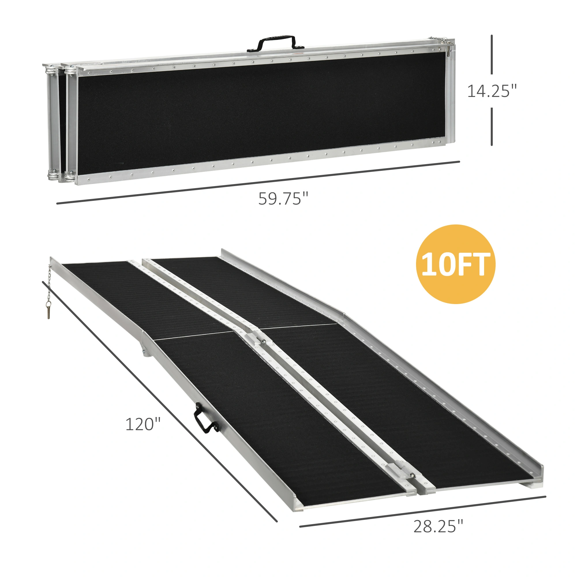 Portable Wheelchair Ramp - Heavy-Duty Aluminum Mobility Ramp with Anti-Slip Surface & Foldable Design for Easy Storage view 2