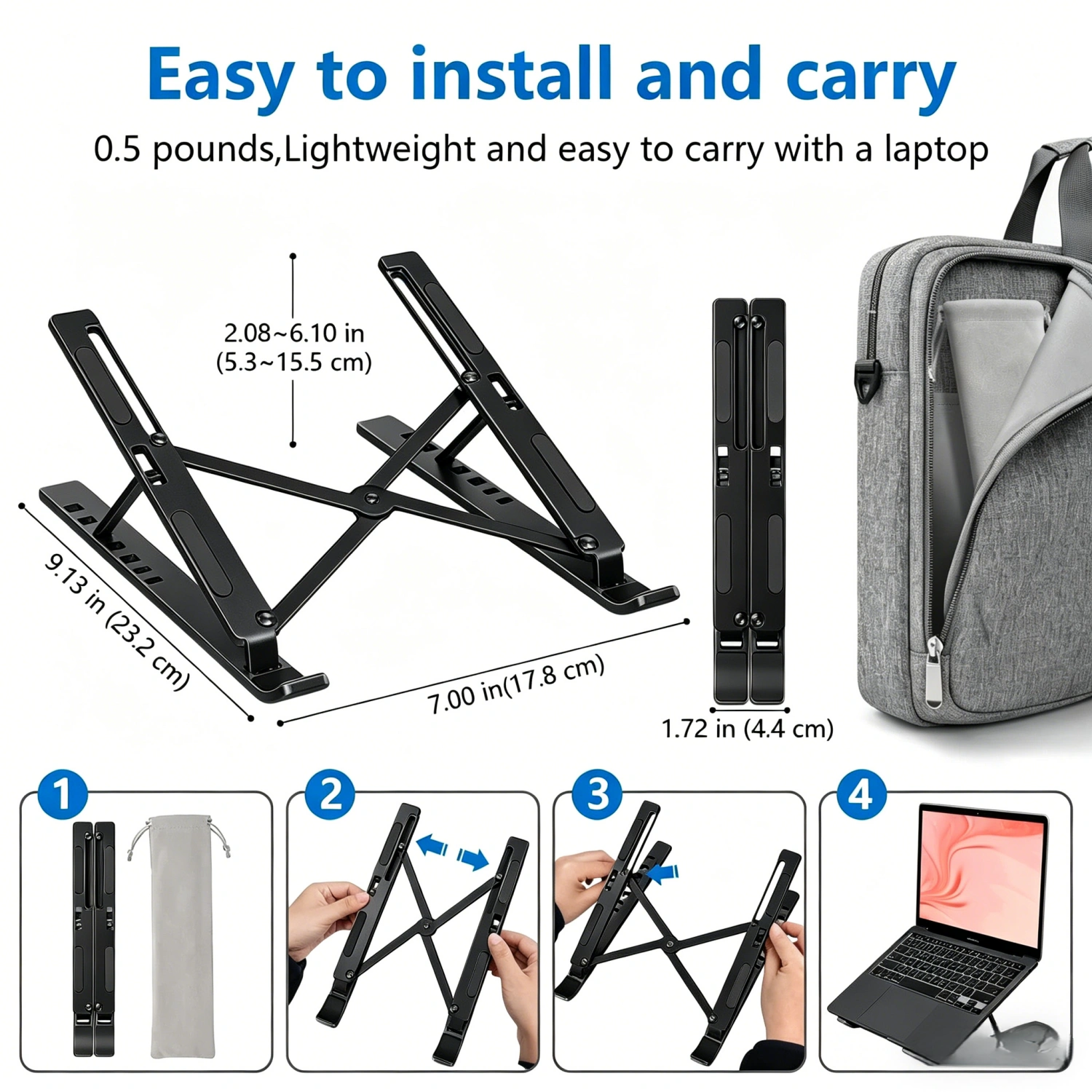 Portable Laptop Stand Adjustable Foldable Notebook Tablet Holder Laptop Standesk view 7