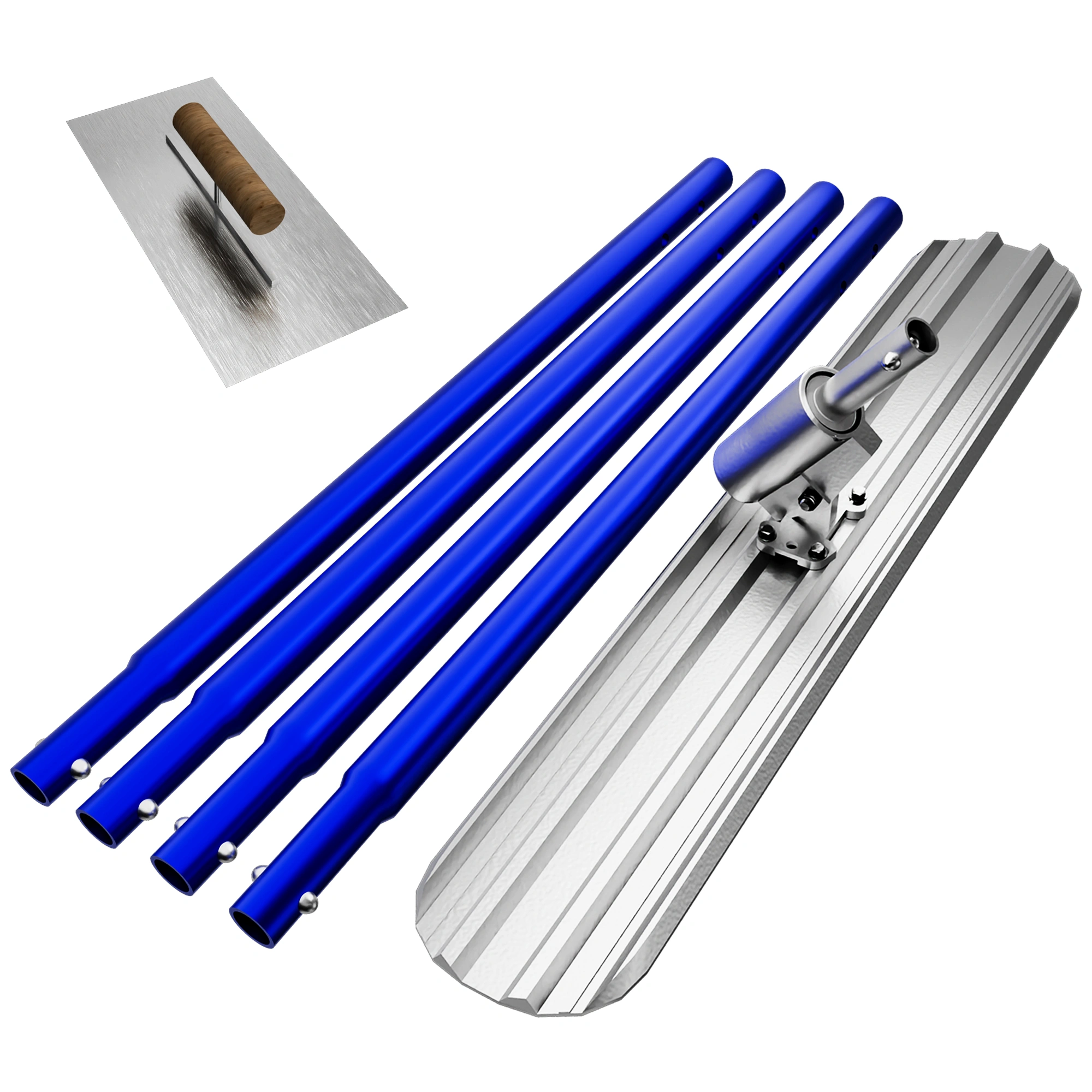48×8 Inch Concrete Bull Float with Trowel, Aluminum Alloy Concrete Finishing Tool, Adjustable Handle & 4 Float Handles, Professional Smoothing for Construction Flooring