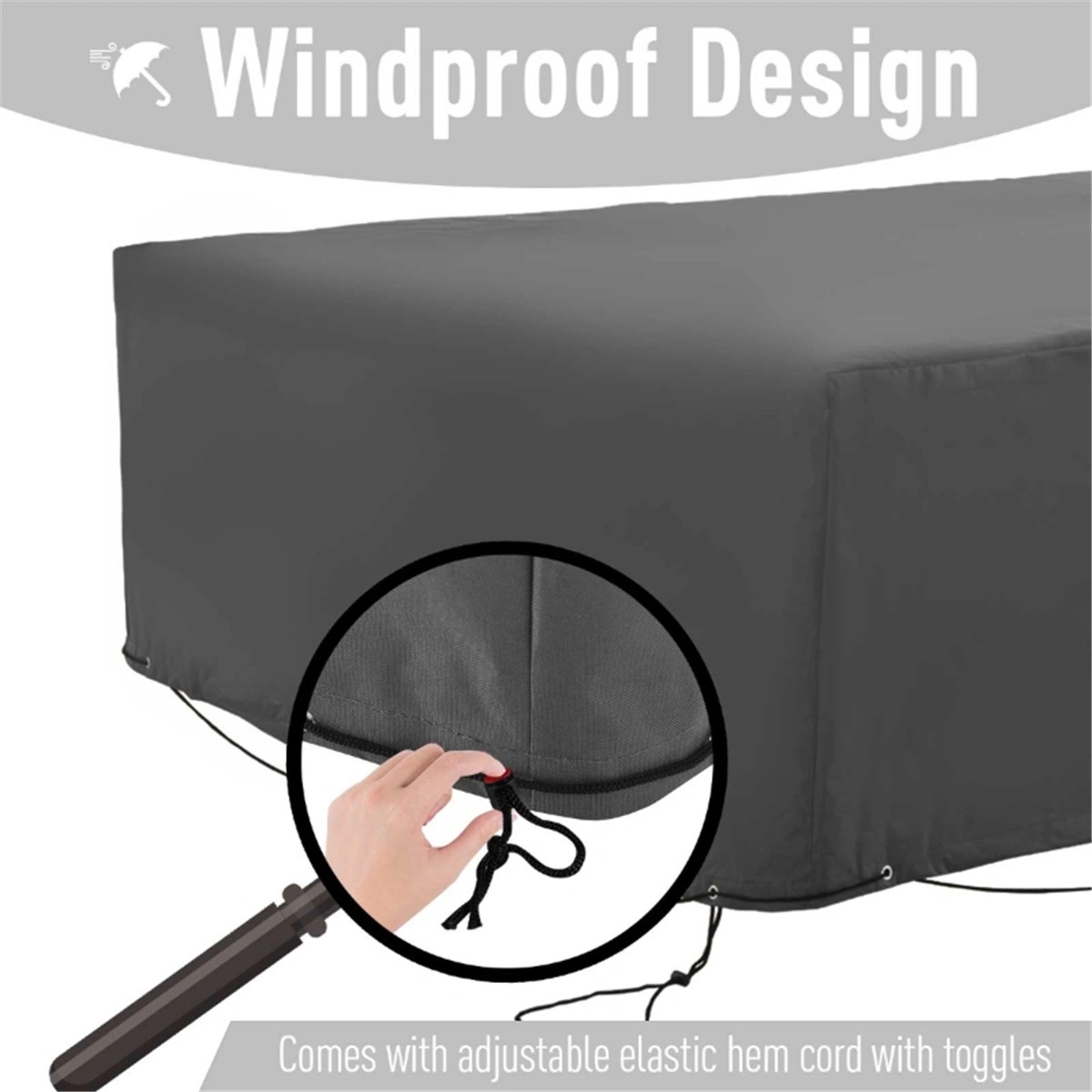 Outdoor Furniture Cover, Waterproof Patio Couch Protector, Heavy-Duty Resin Wicker Sofa Cover with Anti-Wind Design view 3