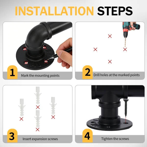 4FT iron courtyard stair handrail black view 4