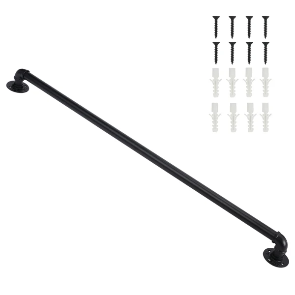 4FT iron courtyard stair handrail black