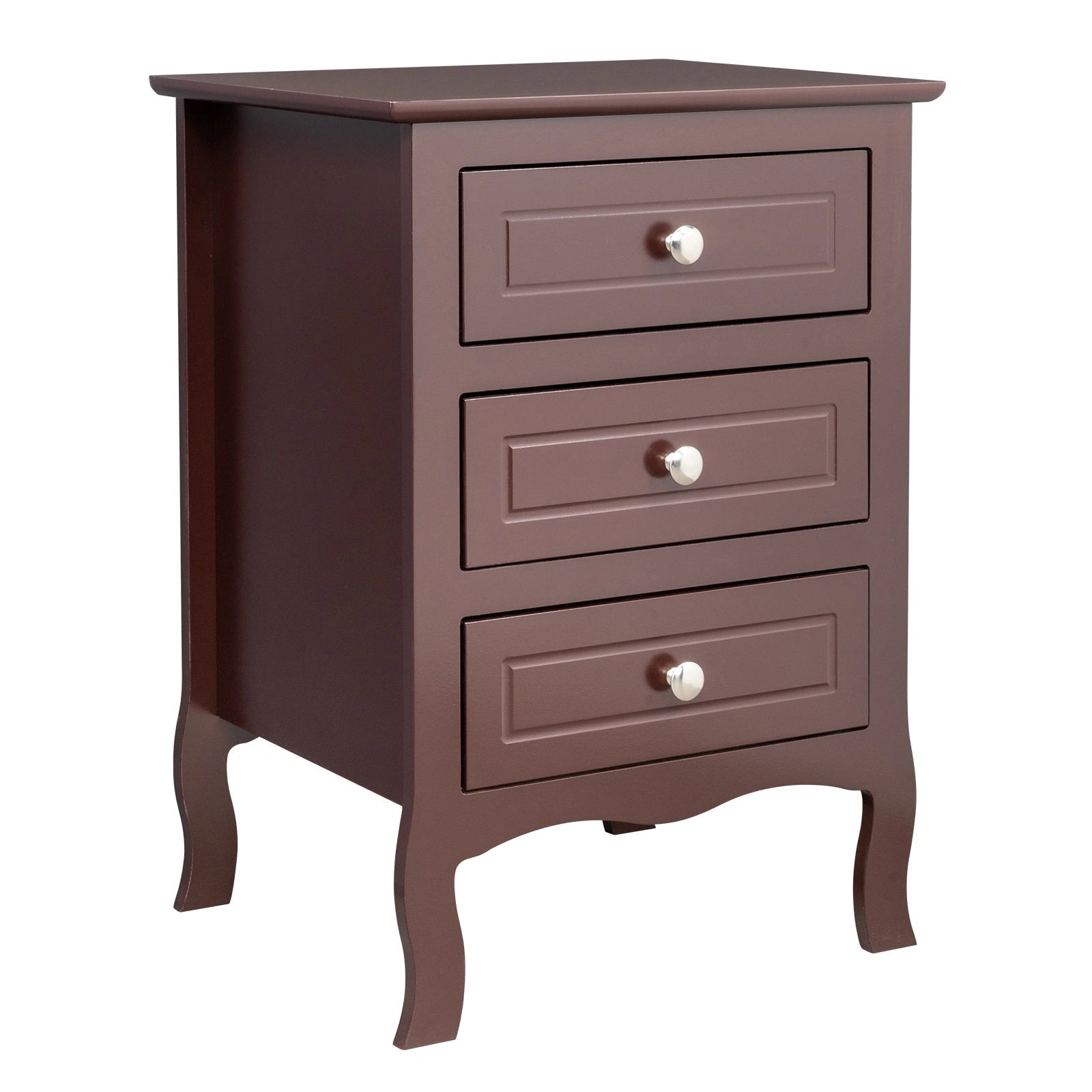 Brown Night Stand Table with 3 Drawers, 45x38x63cm Country Style Large Bedside Table for Bedroom, Living Room view 2
