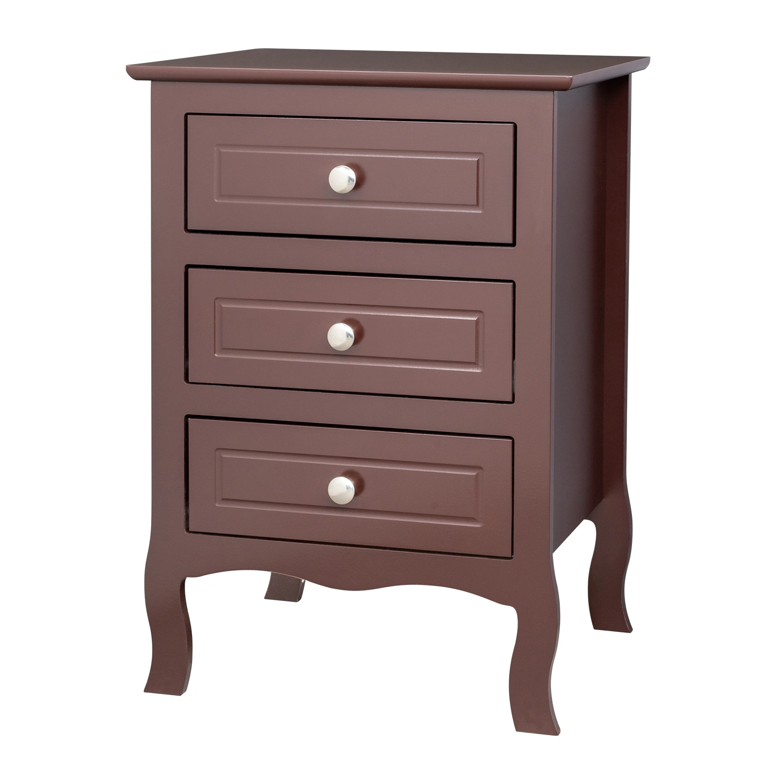 Brown Night Stand Table with 3 Drawers, 45x38x63cm Country Style Large Bedside Table for Bedroom, Living Room view 3