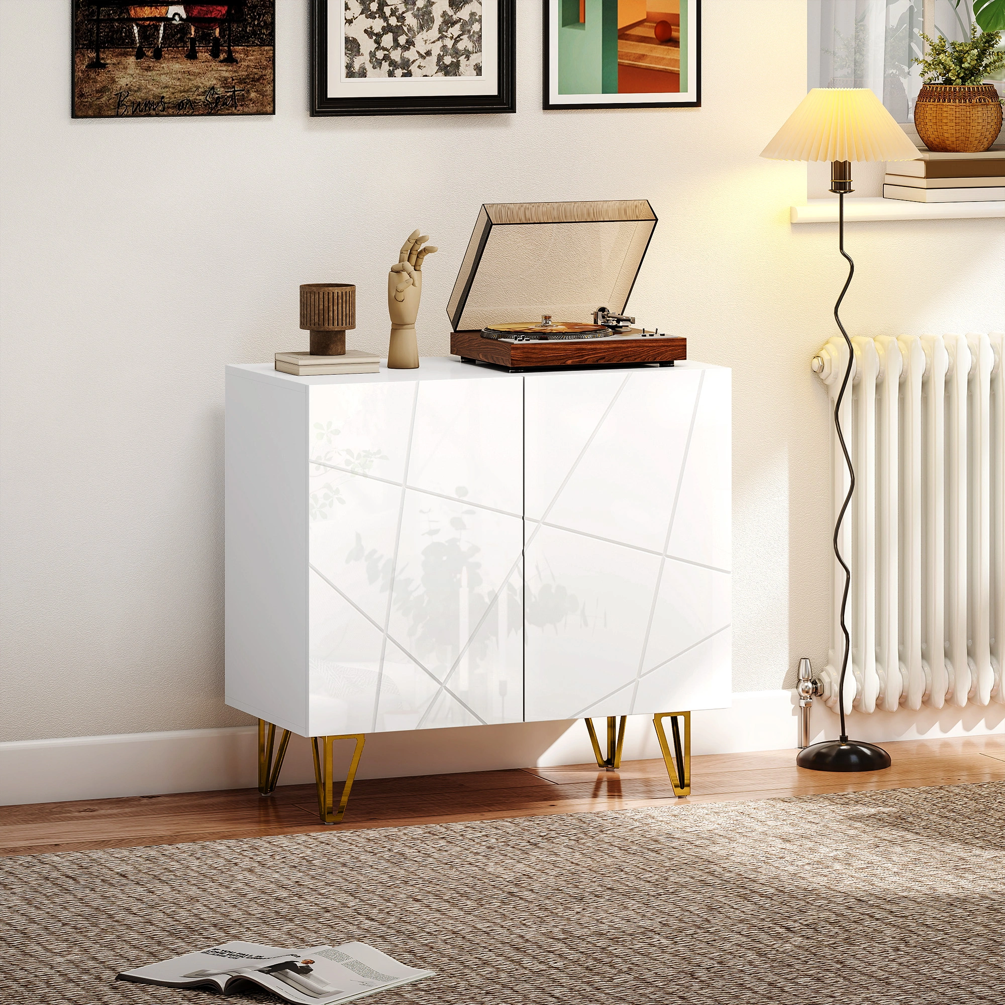 Tall FloorStanding Bookcase with Storage Cabinet - Open Shelf Book Organizer Display Rack for Home Office