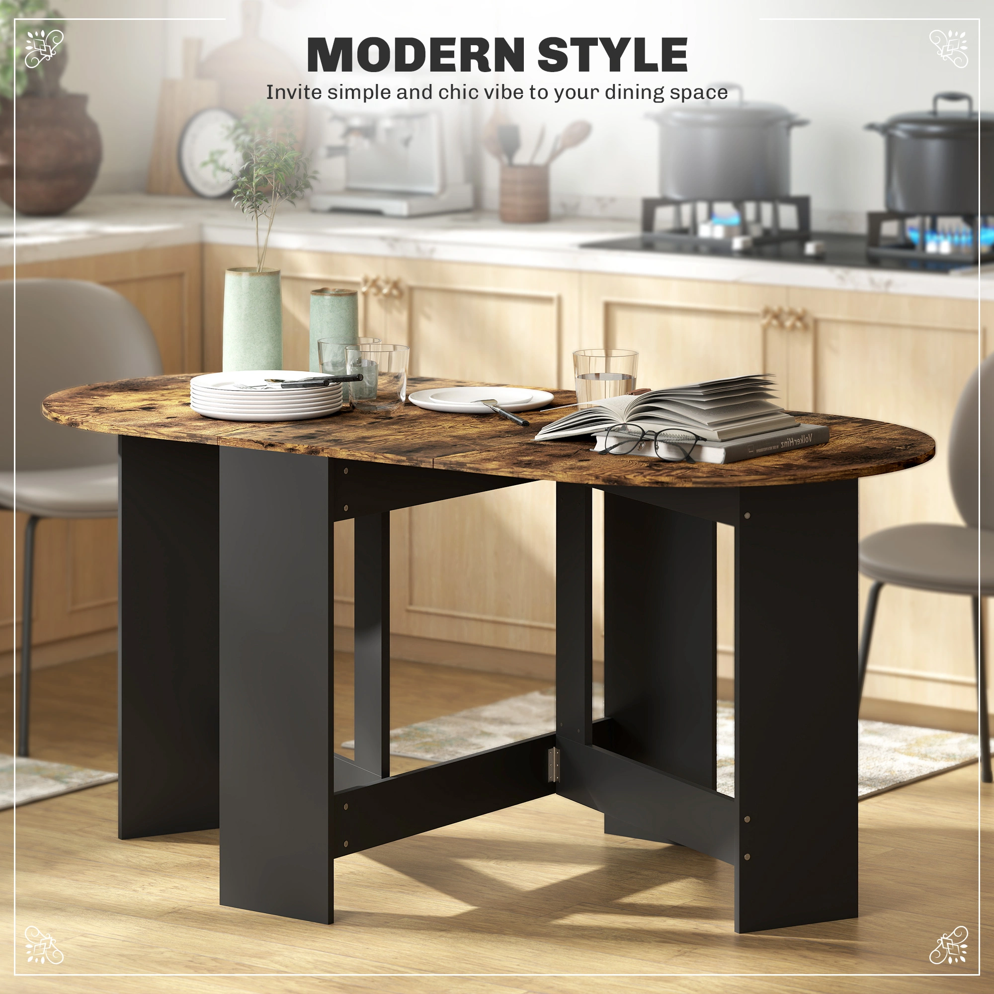 Farmhouse Dining Table 63" Solid Wood Rectangular Table with Storage Shelf for 6-8 Seaters