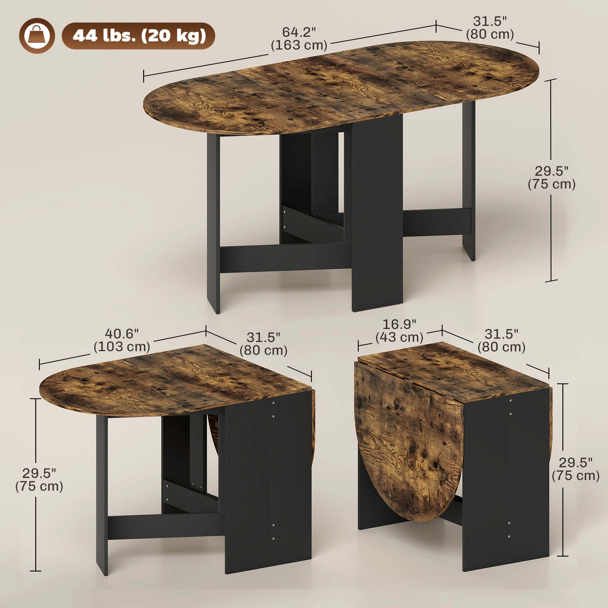 Farmhouse Dining Table 63" Solid Wood Rectangular Table with Storage Shelf for 6-8 Seaters view 3