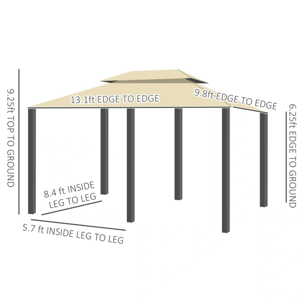10x10 ft Metal Patio Gazebo Outdoor Hard Top Canopy Garden pergola Shade Shelter with Removable Mesh Walls for Backyard view 3