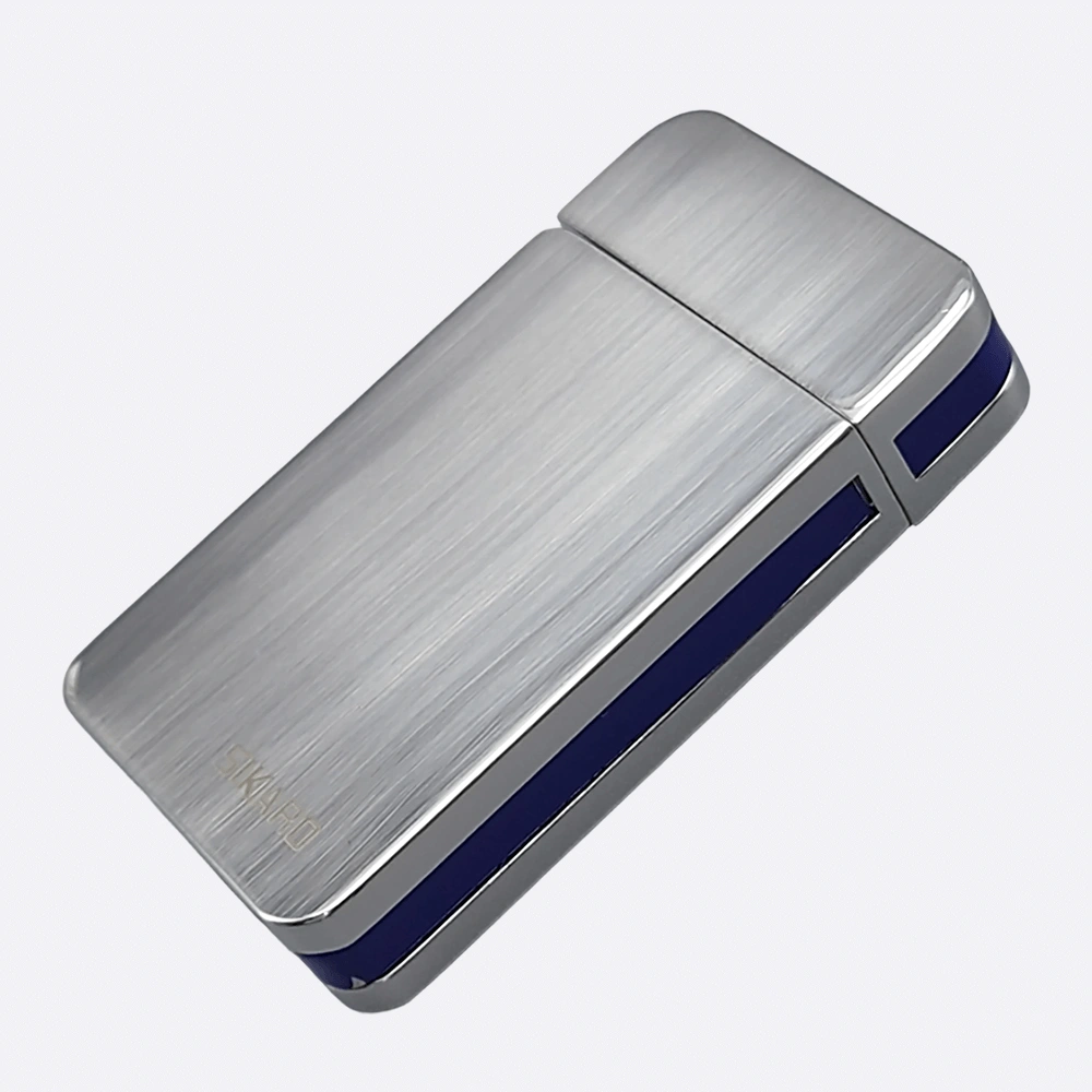 SIKARO Sky-Star Turbo Torch Lighter Blue Stripe, Refillable Adjustable Gas Lighter for Cigars, Cigarettes, Kitchen, Outdoor