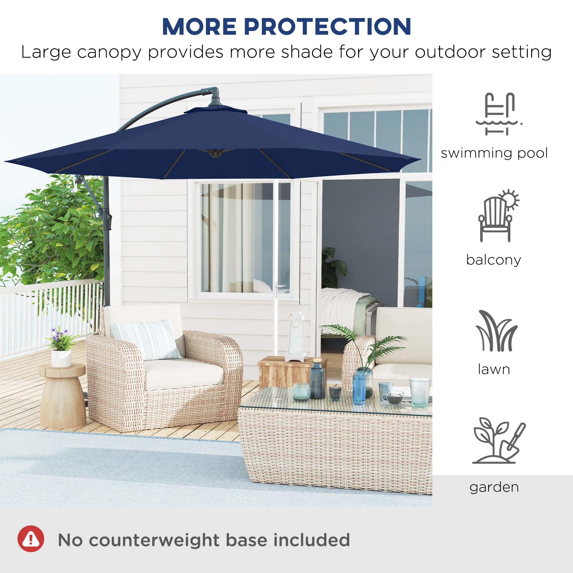 10ft Outdoor Umbrella Patio Sun Shade Umbrella with Wooden Pole