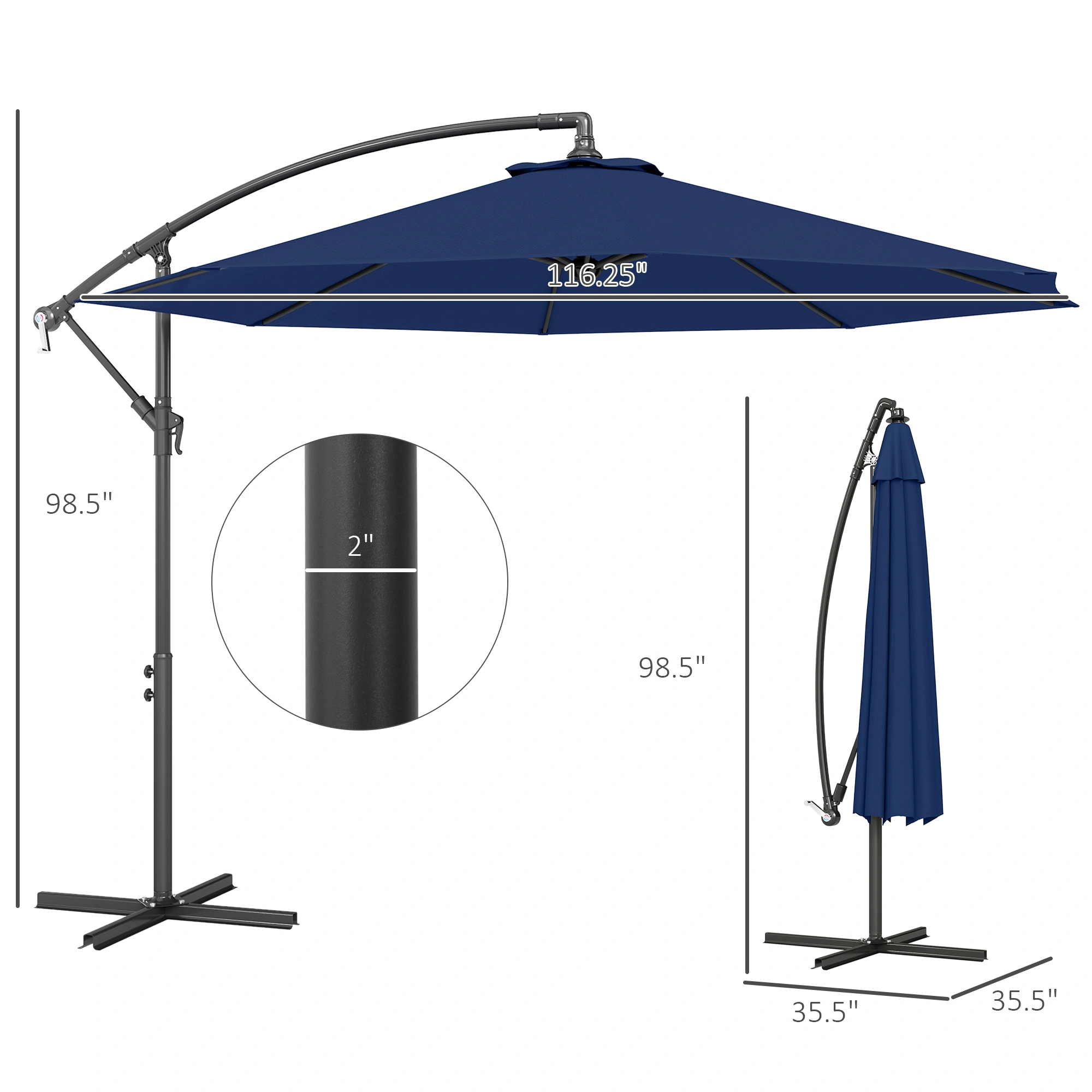 10ft Outdoor Umbrella Patio Sun Shade Umbrella with Wooden Pole view 2