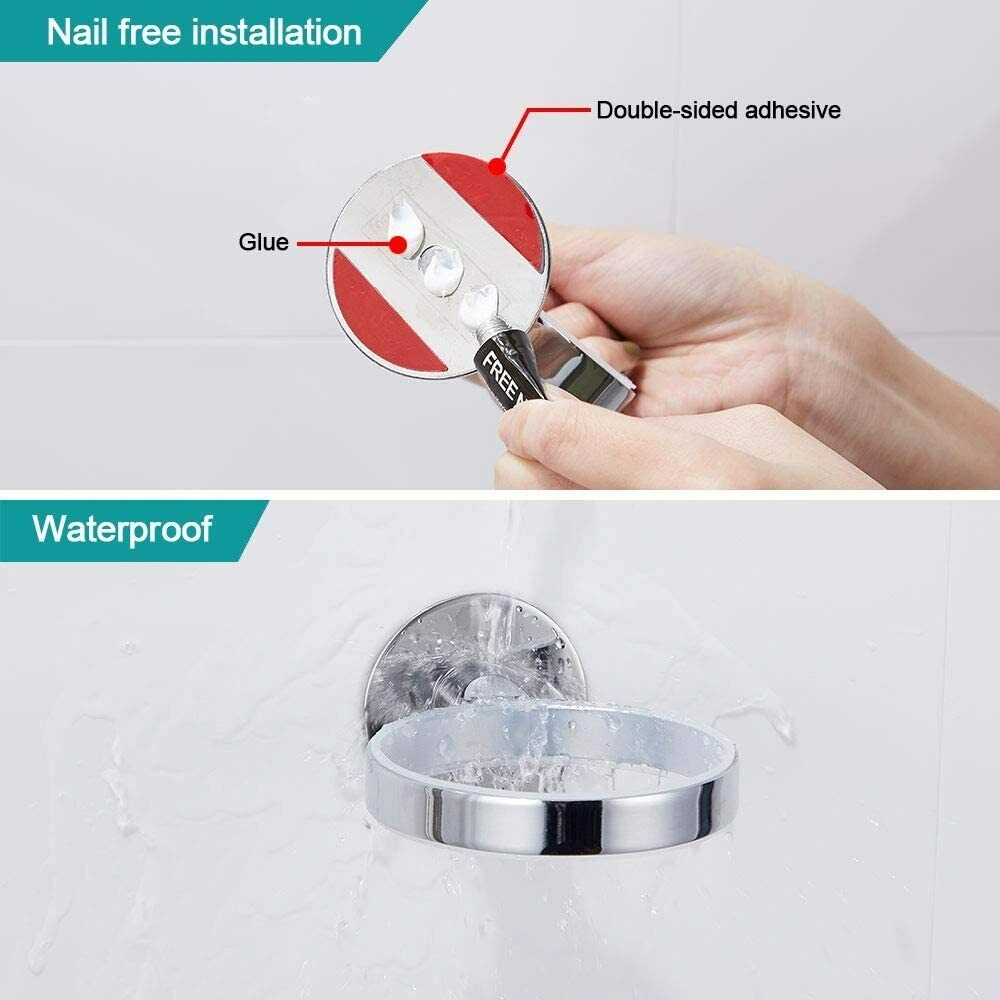Stainless Steel & Glass Wall-Mounted Brush Holder + Toilet Brush Set, Bathroom Garnitur DE view 4