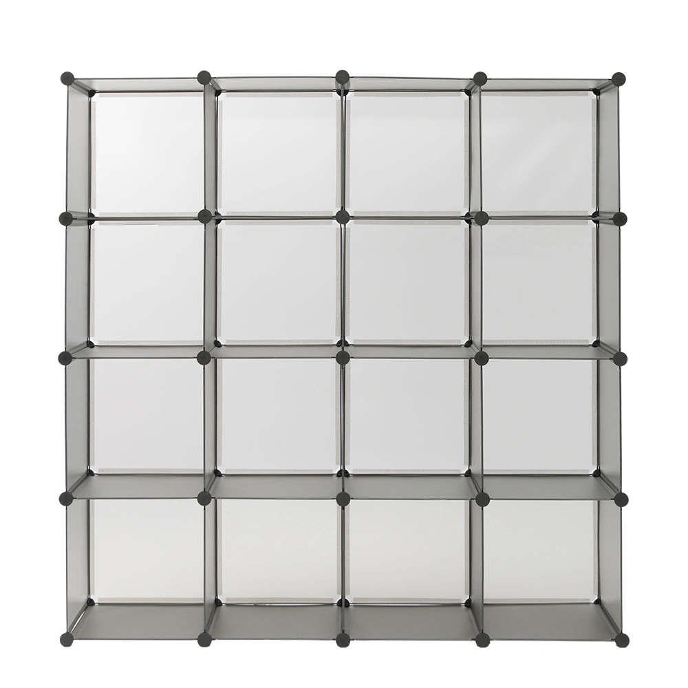 Cube Storage 16-Cube Book Shelf Storage Shelves Closet Organizer Shelf Cubes Organizer Bookcase Gray Color