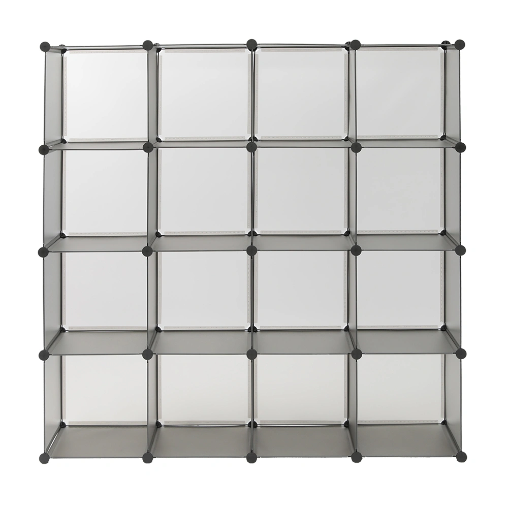 Cube Storage 16-Cube Book Shelf Storage Shelves Closet Organizer Shelf Cubes Organizer Bookcase Gray Color view 2
