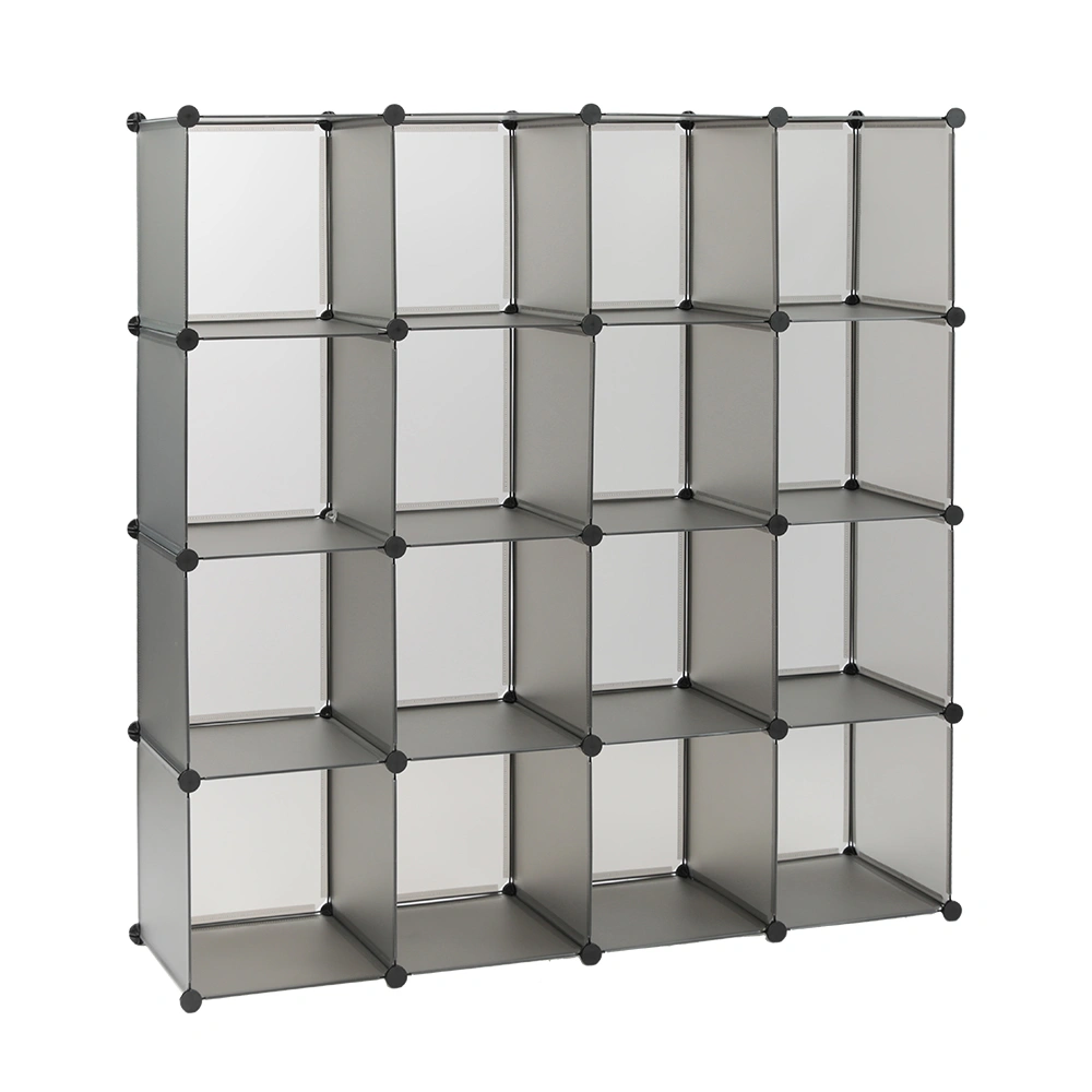Cube Storage 16-Cube Book Shelf Storage Shelves Closet Organizer Shelf Cubes Organizer Bookcase Gray Color view 3