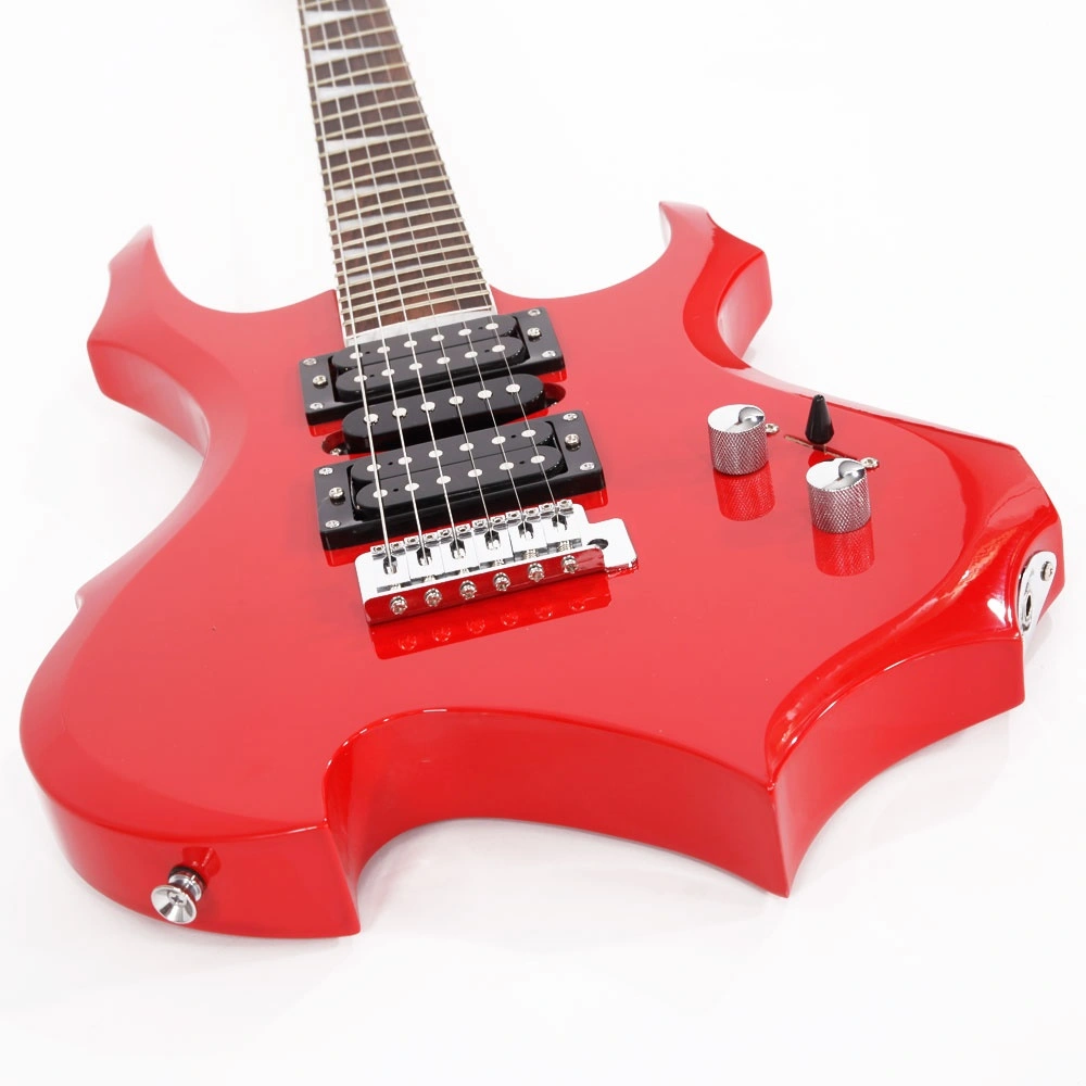 Flame Shaped Electric Guitar 20W HSH Pickup, Beginner Guitar Set with Bag Strap Picks Cable Wrench Tool - Red view 10