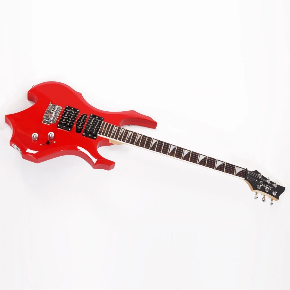 Flame Shaped Electric Guitar 20W HSH Pickup, Beginner Guitar Set with Bag Strap Picks Cable Wrench Tool - Red view 6