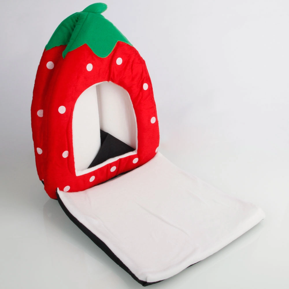 Soft Cotton Strawberry Pet House Nest Yurt for Dogs Cats, Multi-Purpose Bed, Size M, Bright Red view 2
